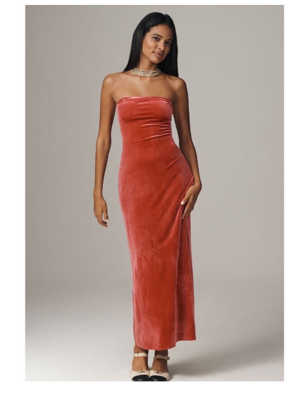 Anthropologie “The Tilda” dress in red velvet - removeable straps - M EUC